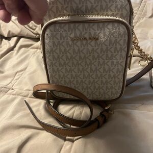 Michael Kors Beige and Tan Crossbody Bag